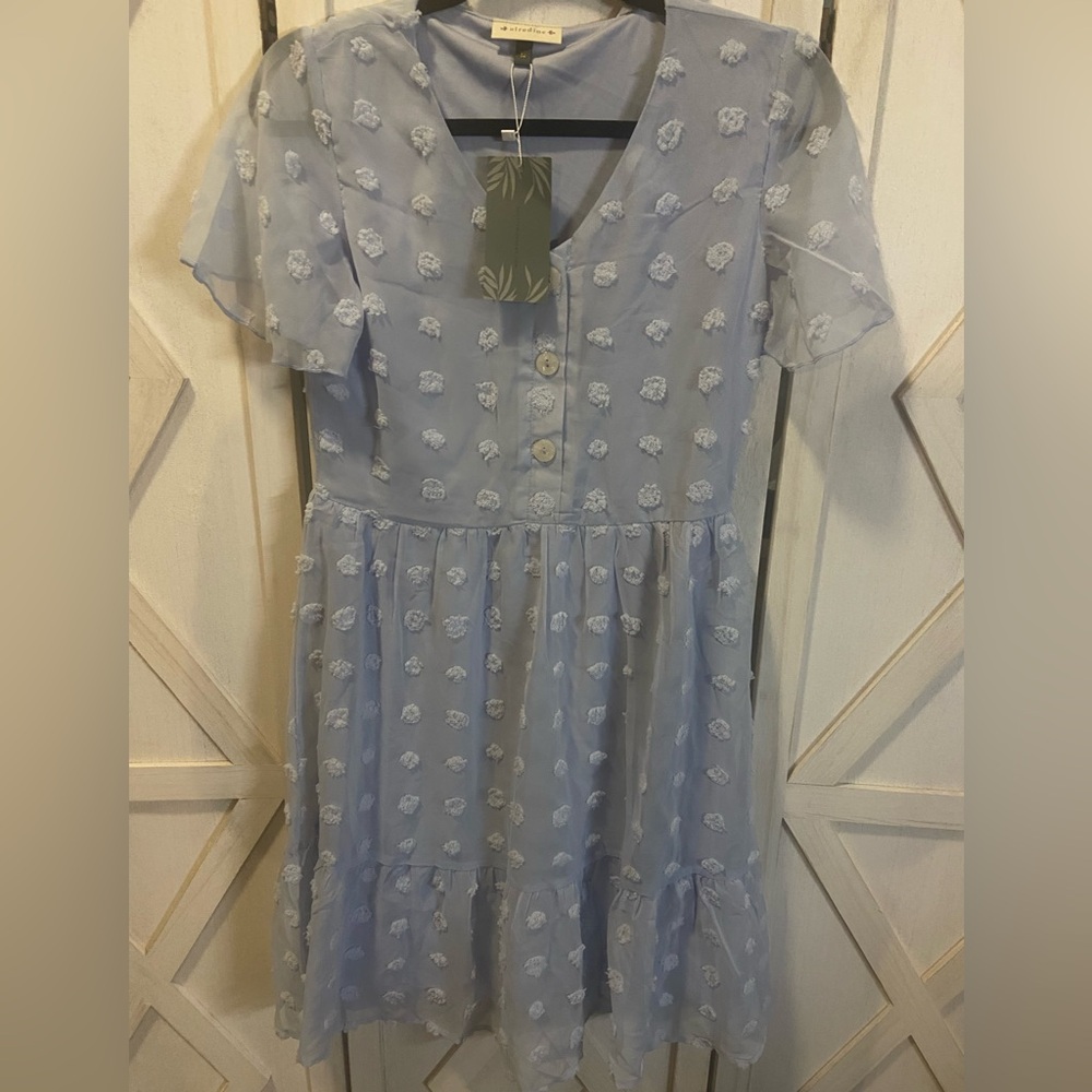 Women’s Spring Easter Dress_Babydoll Polkadot_Powder Blue_XS_Women
